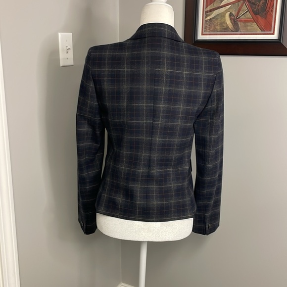 Weekend Max Mara Single Breasted Blazer Size 6 Plaid Navy Business Italy - Picture 5 of 7